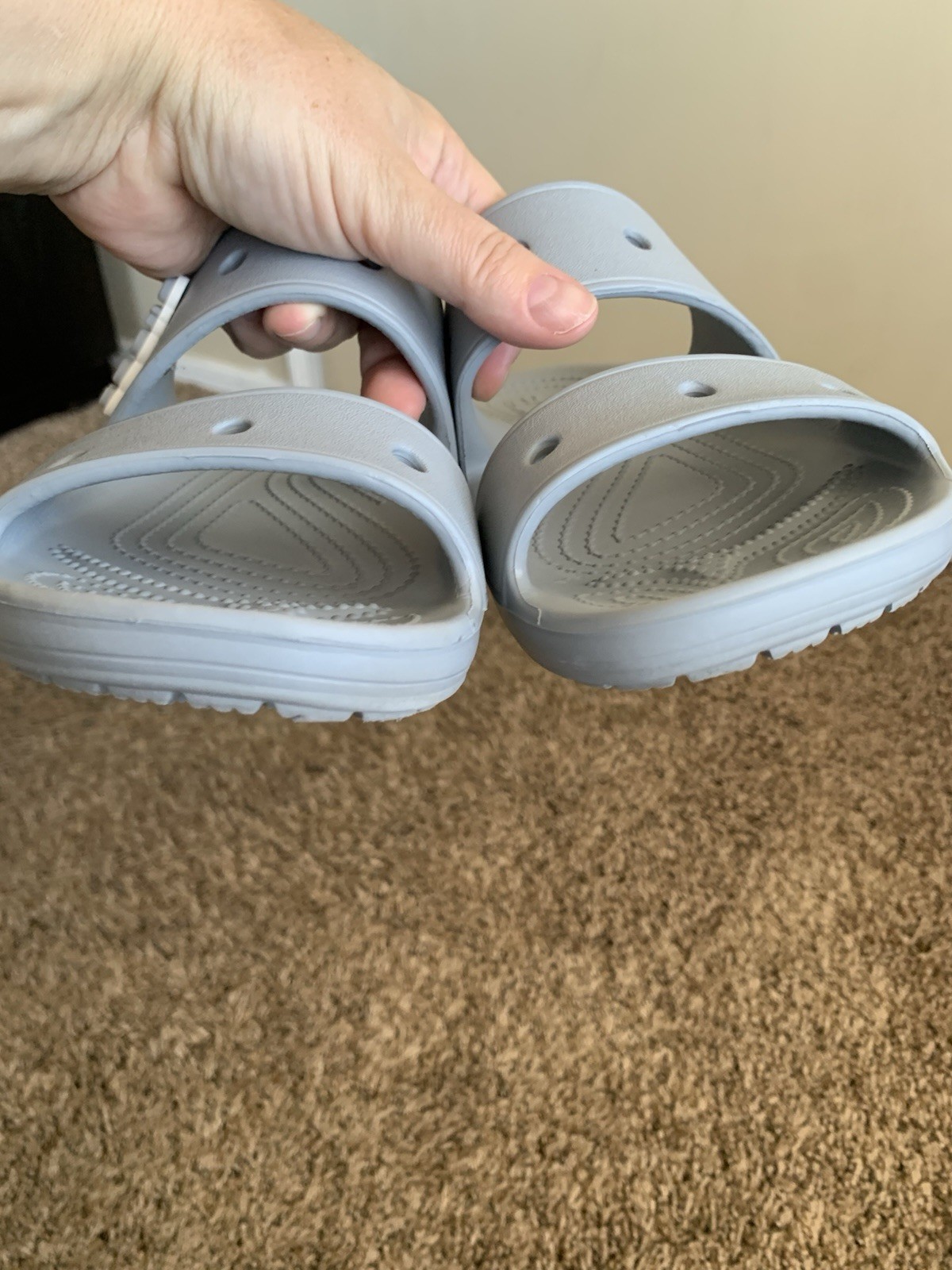 Crocs Gray V2 Slides Sandals Double Strap Slip On Comfort Shoes W8 M6