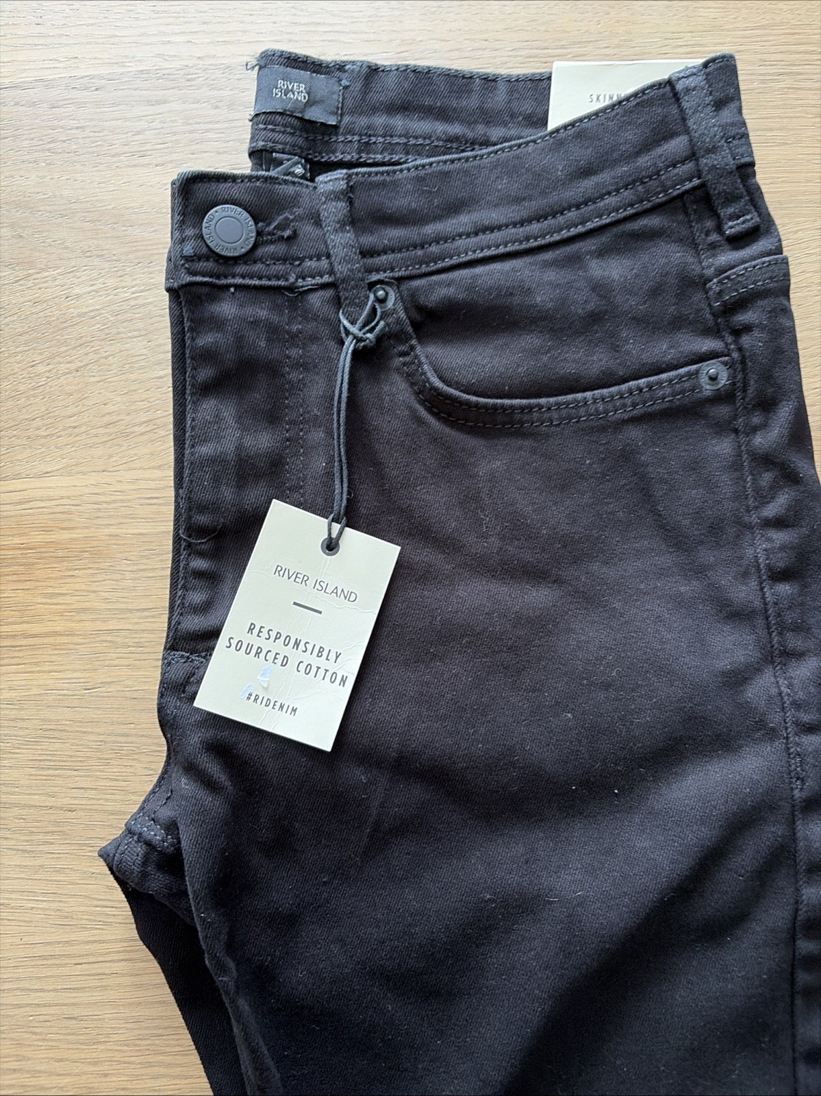 River Island Men’s Skinny Stretch Jeans, Black, Size W28 L30.