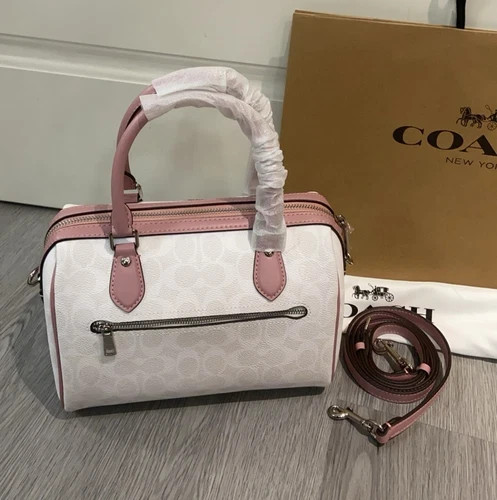 COACH Roan Tote Bag, Classic Canvas, White, CV961, New Arrival from Outlet Mall