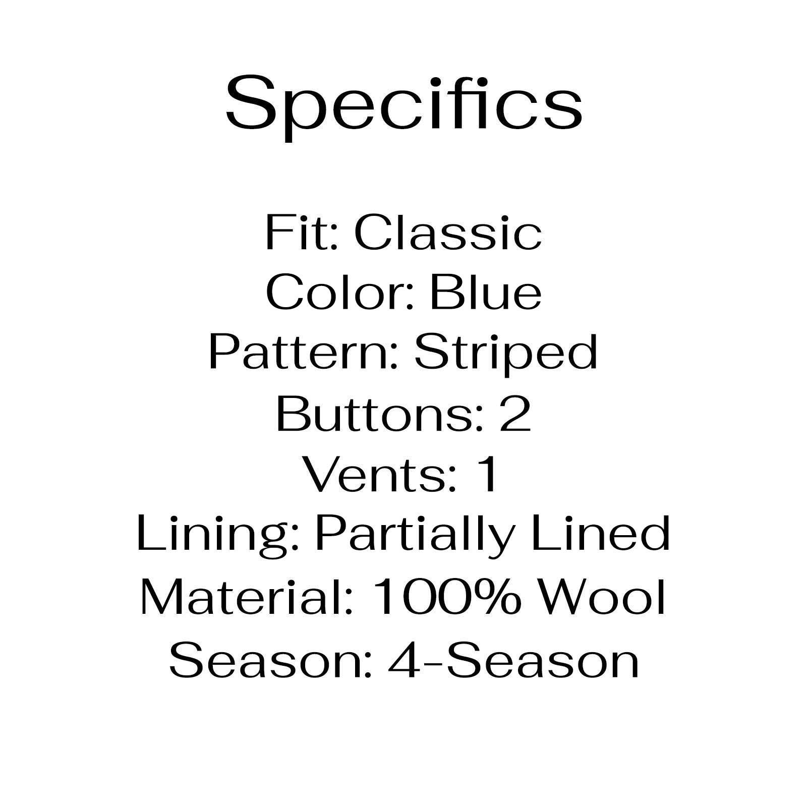 Oxxford 48R 40×28 Blue Full Suit Stripe 2-Button Wool