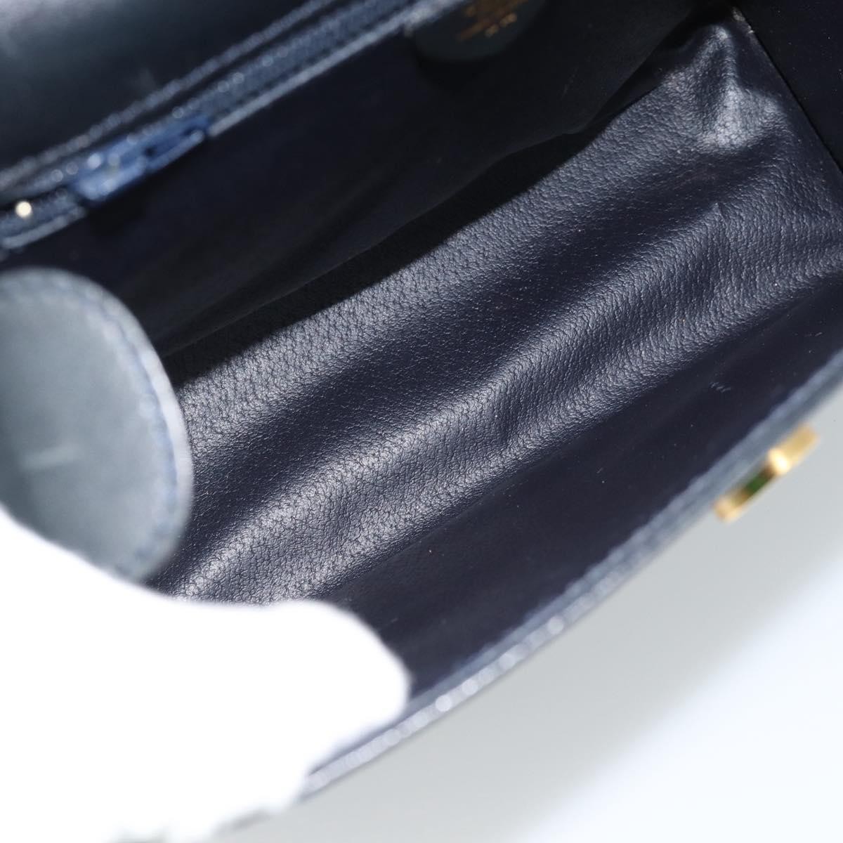 CELINE Hand Bag Leather Black Gold Auth 185125