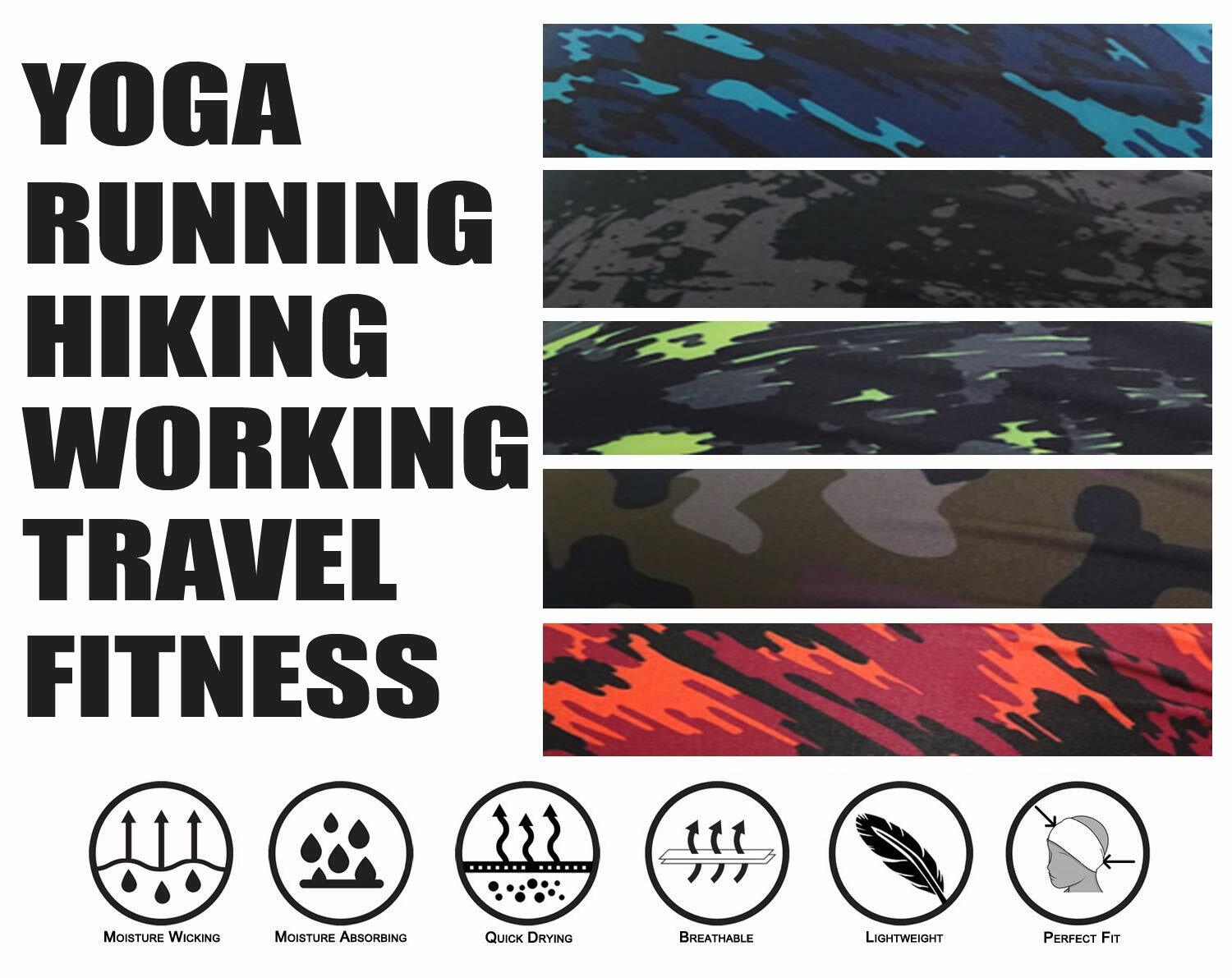 Yoga Sports Sweatband Wide Women Men Headband Hair Band Elastic Head Wrap Turban