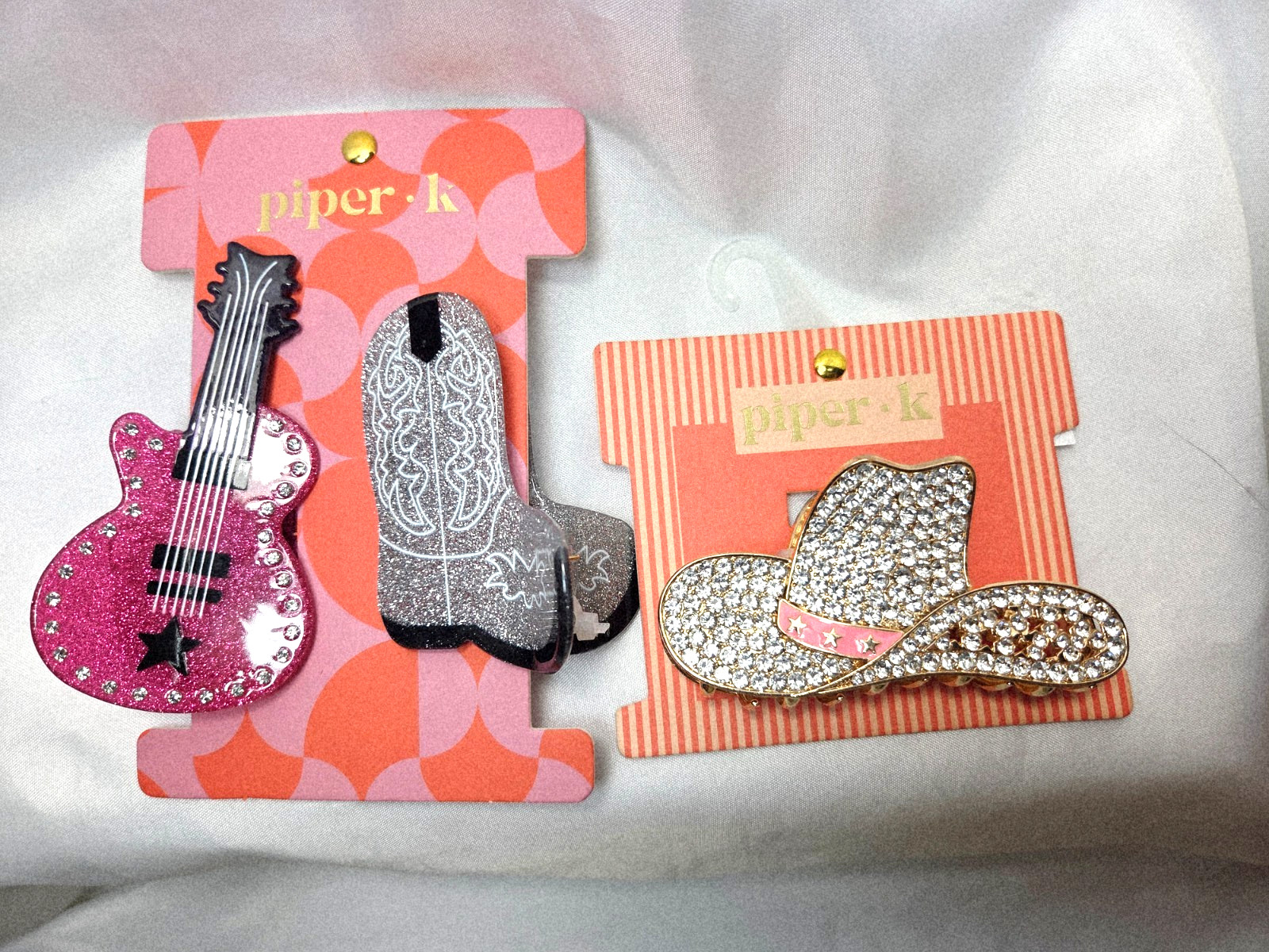 NWT Piper K Cowgirl Boot, Guitar, and Hat Hair Clip, NWT, Super Cute!