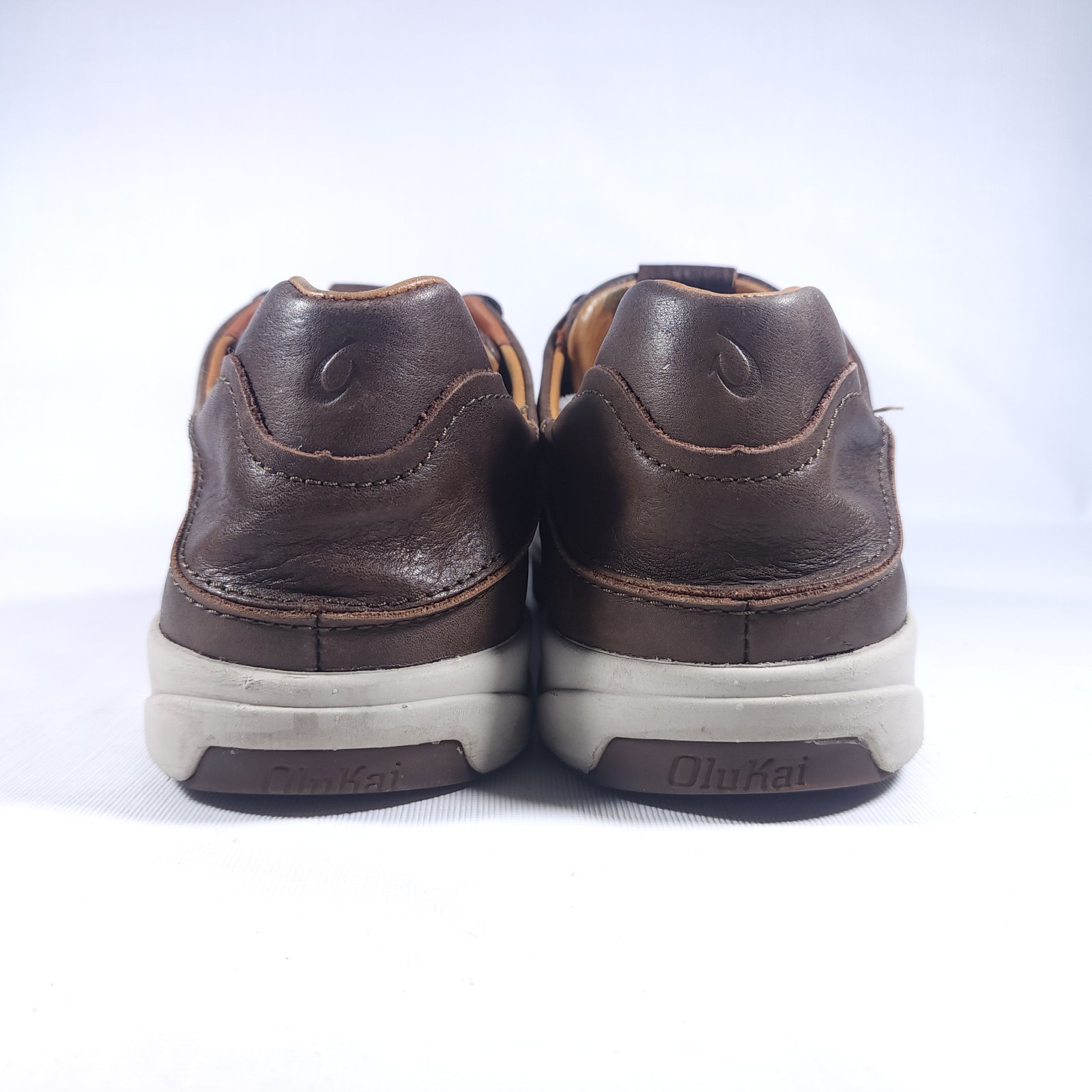💥 OluKai Lae’ahi Li ‘Ili Leather Sneakers Brown Casual Shoes US Mens 13 EU 46