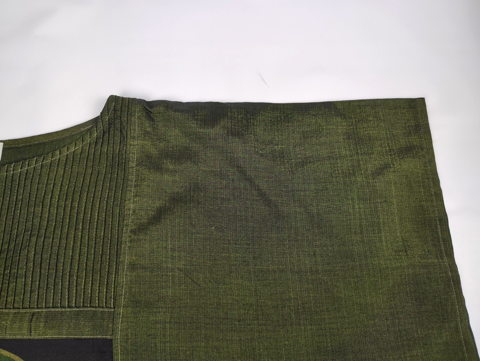 MACHIKO Top Green Silk Blend Asian Art to Wear Lagenlook One Size Kimono Blouse