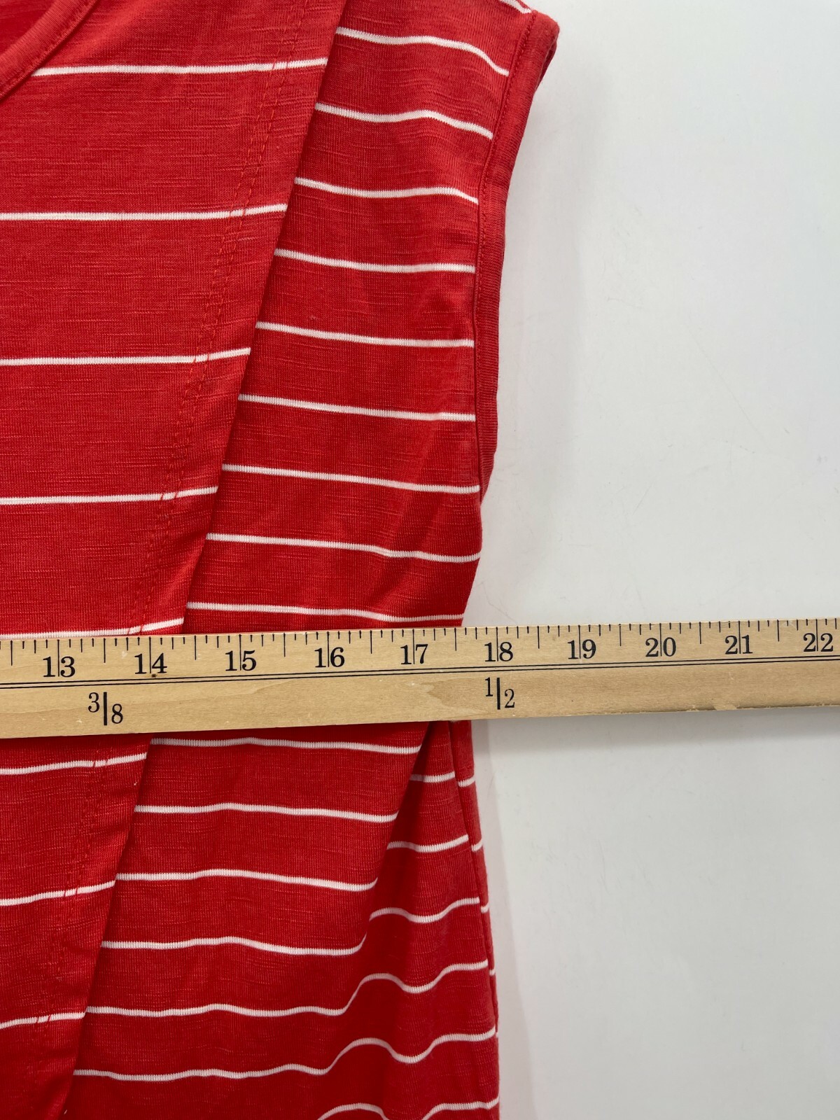 Thyme and Honey Top Womens Small Red Stripe Sleeveless Asymmetric Hem Side Tie