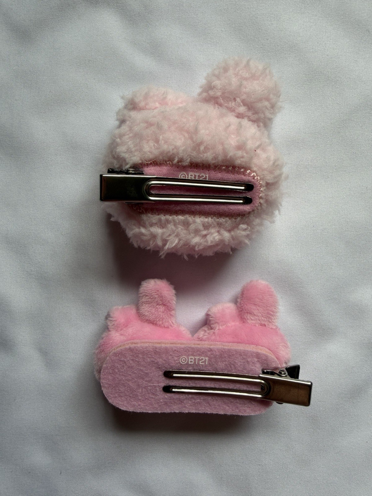 Official BT21 Cooky Character Pink Plush Hair Clips – 1PCS Hair Clips