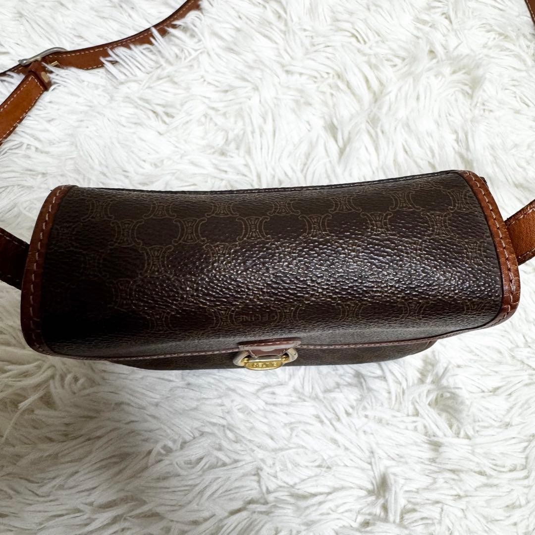 Celine Shoulder Bag Macadam Leather Crossbody Unisex Gold Gancini Japan