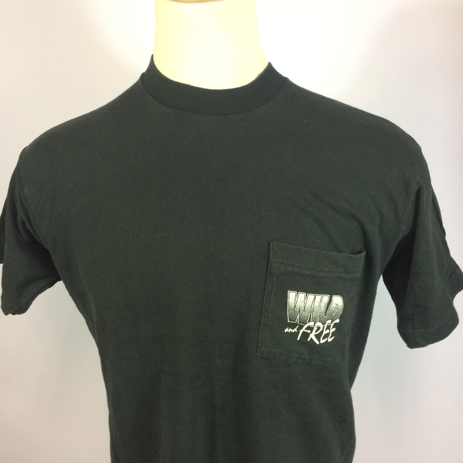 Vintage 80s 90s Black Trucker Motorcycle Horse Moon Distressed Pocket T Shirt