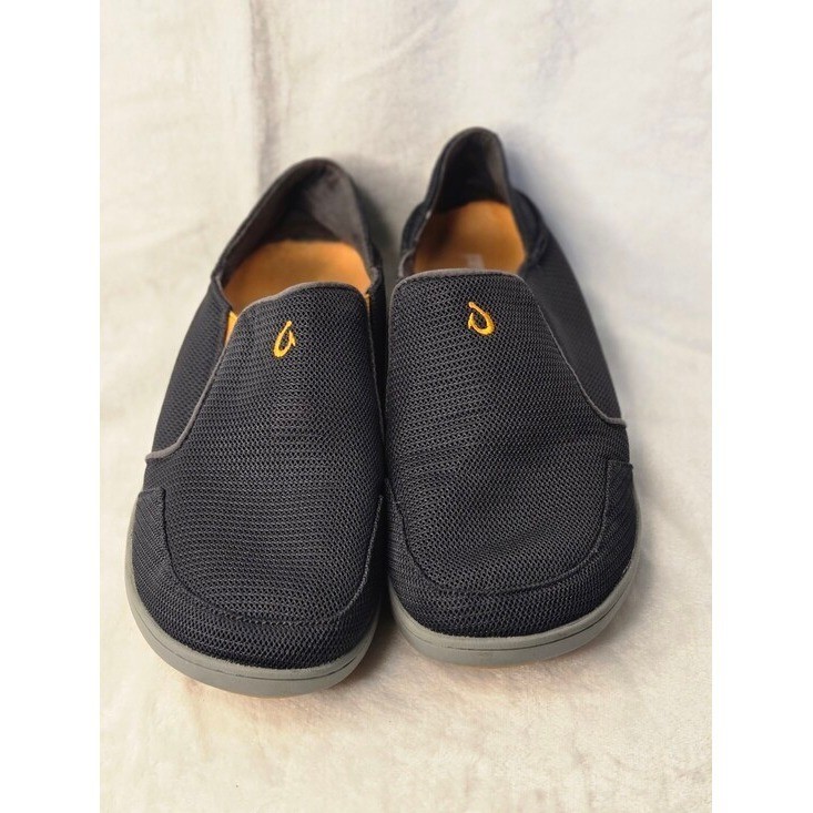 OluKai Nohea Moku Mens Charcoal Grey Orange Mesh Slip On Shoes size 8
