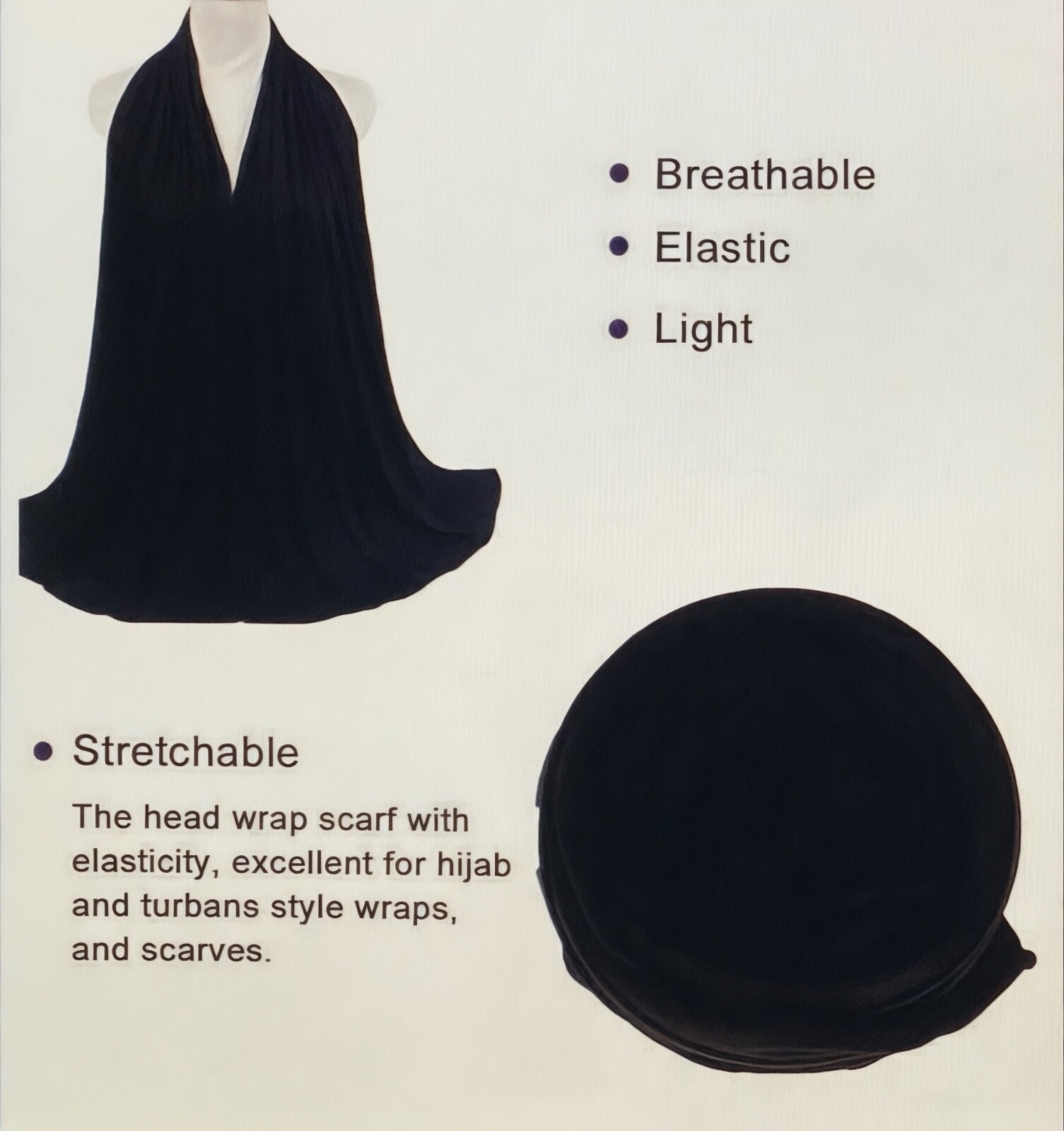 African Head Wrap Turban Stretch Jersey Long Scarf Soft Hair Wrap USA Seller