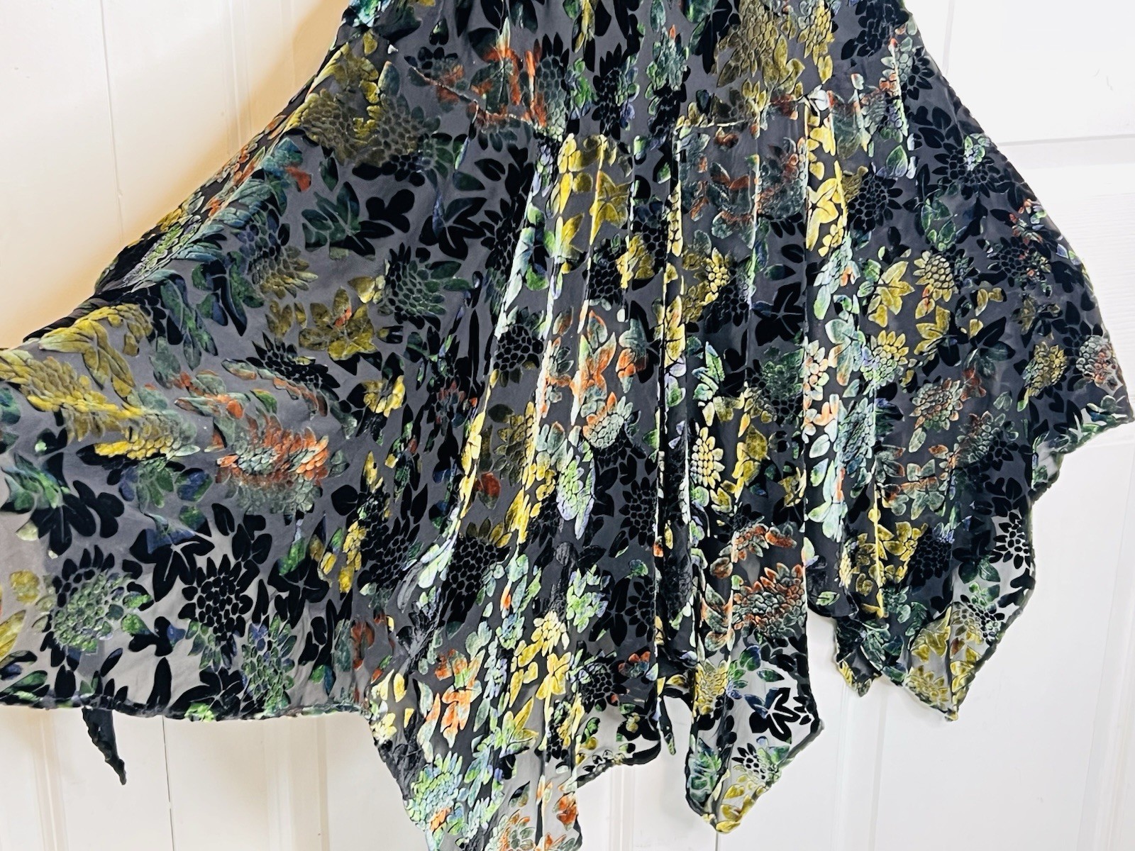 Vtg Newport News Size 10 Maxi Long Dress Velvet Silk Burnout Mermaid Hem Gown