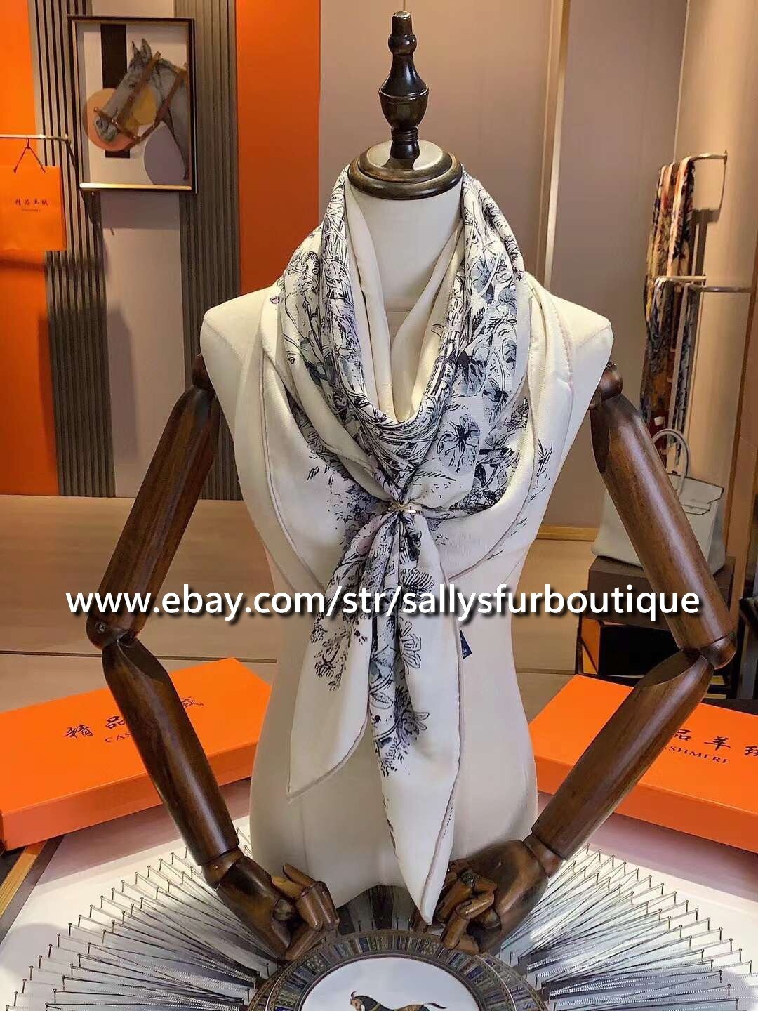 Sallys 75% Cashmere 25% silk Wrap Scarf Dragonfly Print Double Face Shawl 53″
