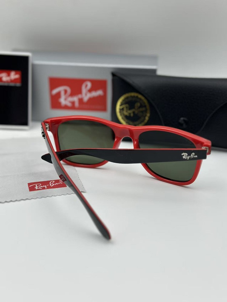 Ray-Ban Wayfarer RB2140 Black Red Edition Sunglasses Green Lenses & Accessories