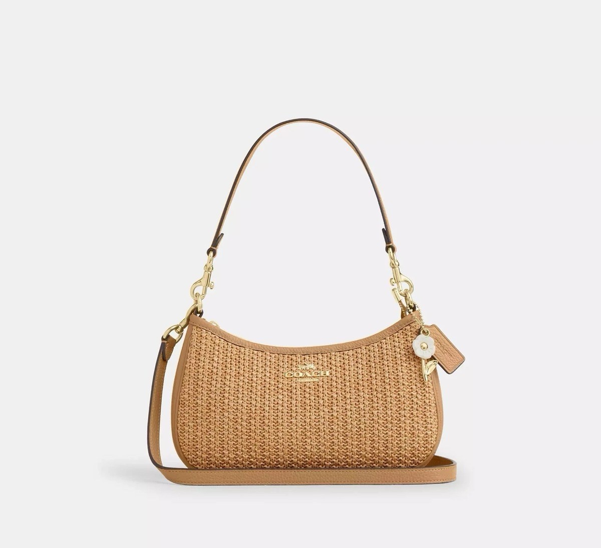 Coach Teri Mini Crossbody Bag in IM/Toast | Coach Straw Bag