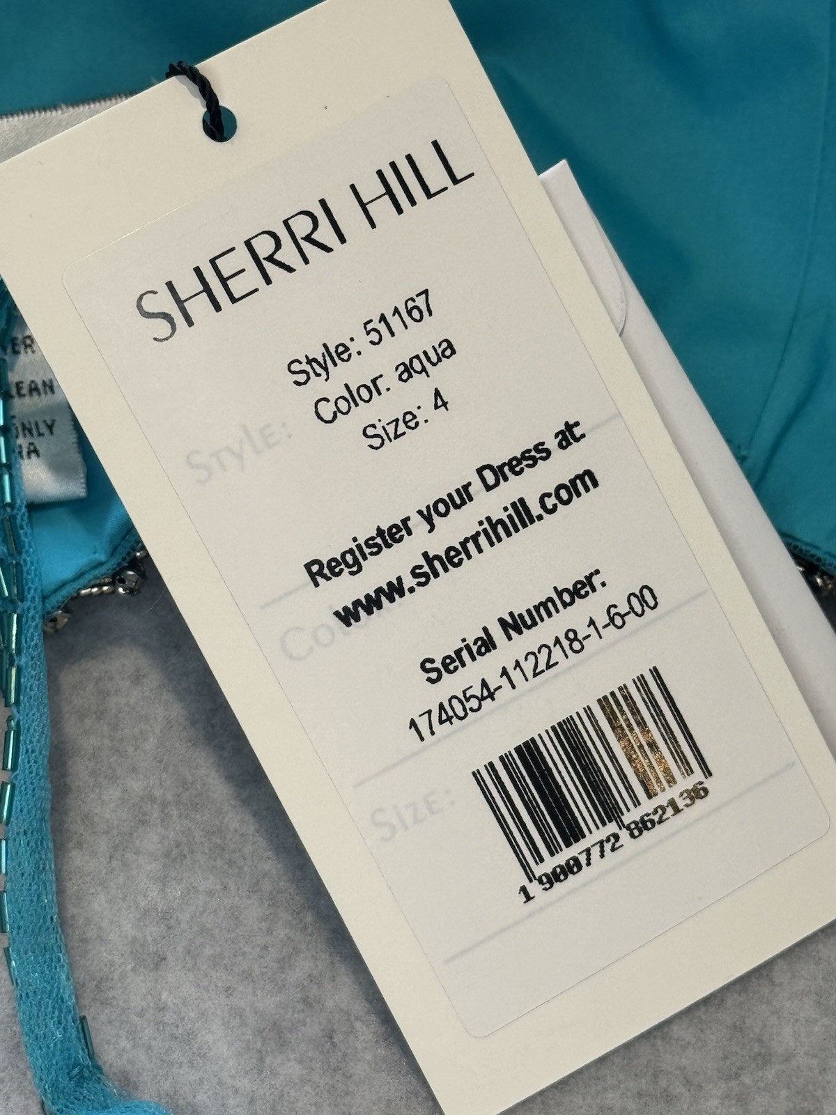 Sherri Hill Aqua Beaded Sequin Mermaid Gown V-Neck two-piece Long Formal 4