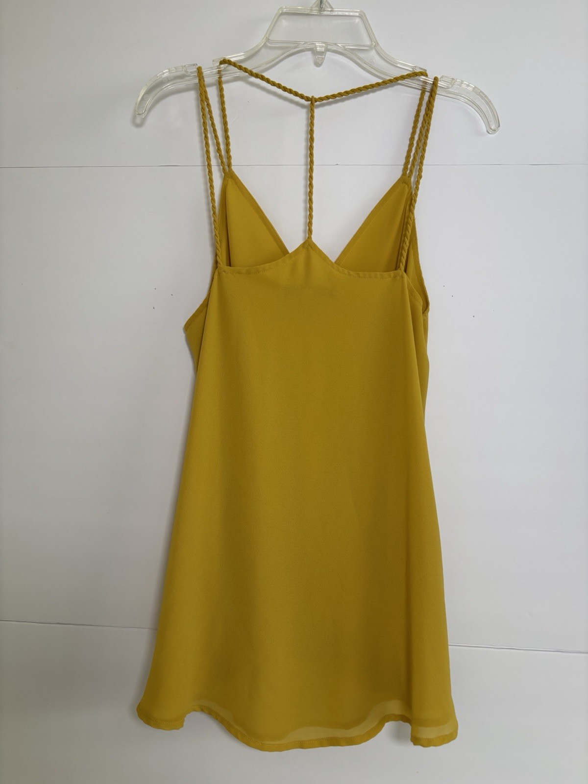 Naked Zebra Yellow Solid Chiffon V-Neck Sleeveless Cami Tank Top Size S