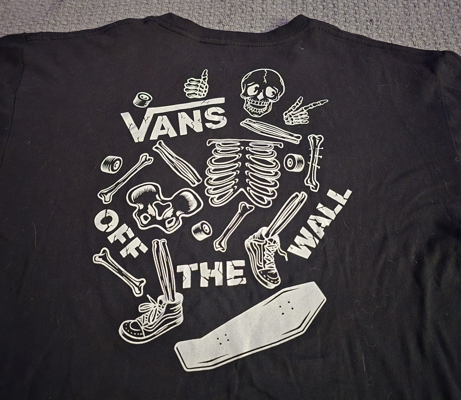 Vans Off The Wall Distressed Skeleton Graphic Tee Black Large size L