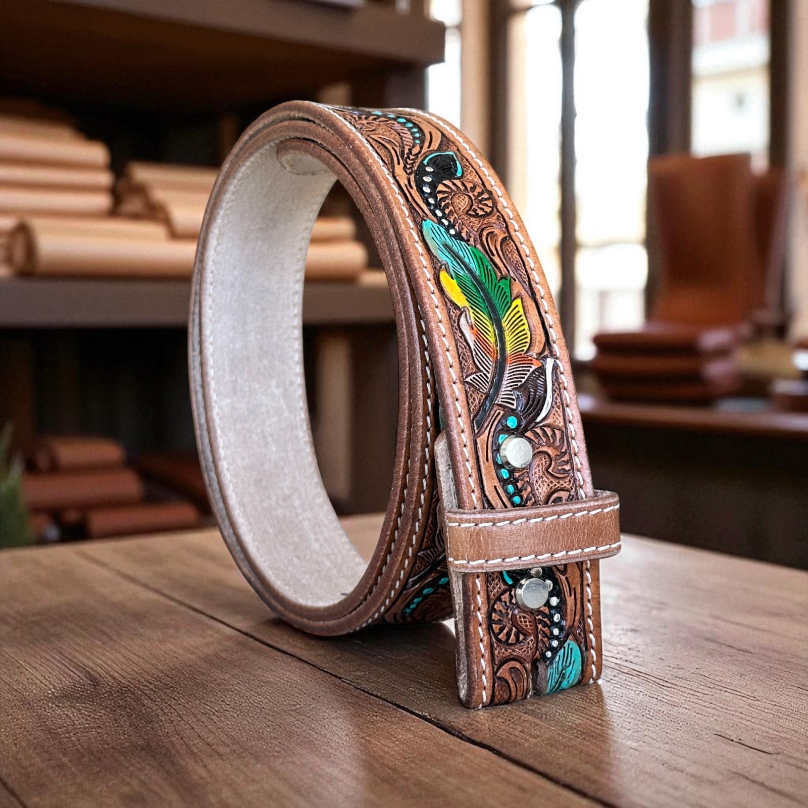 Full Grain Leather Men’s Western Belt Cowboy Rodeo Heavy Duty Without Buckle