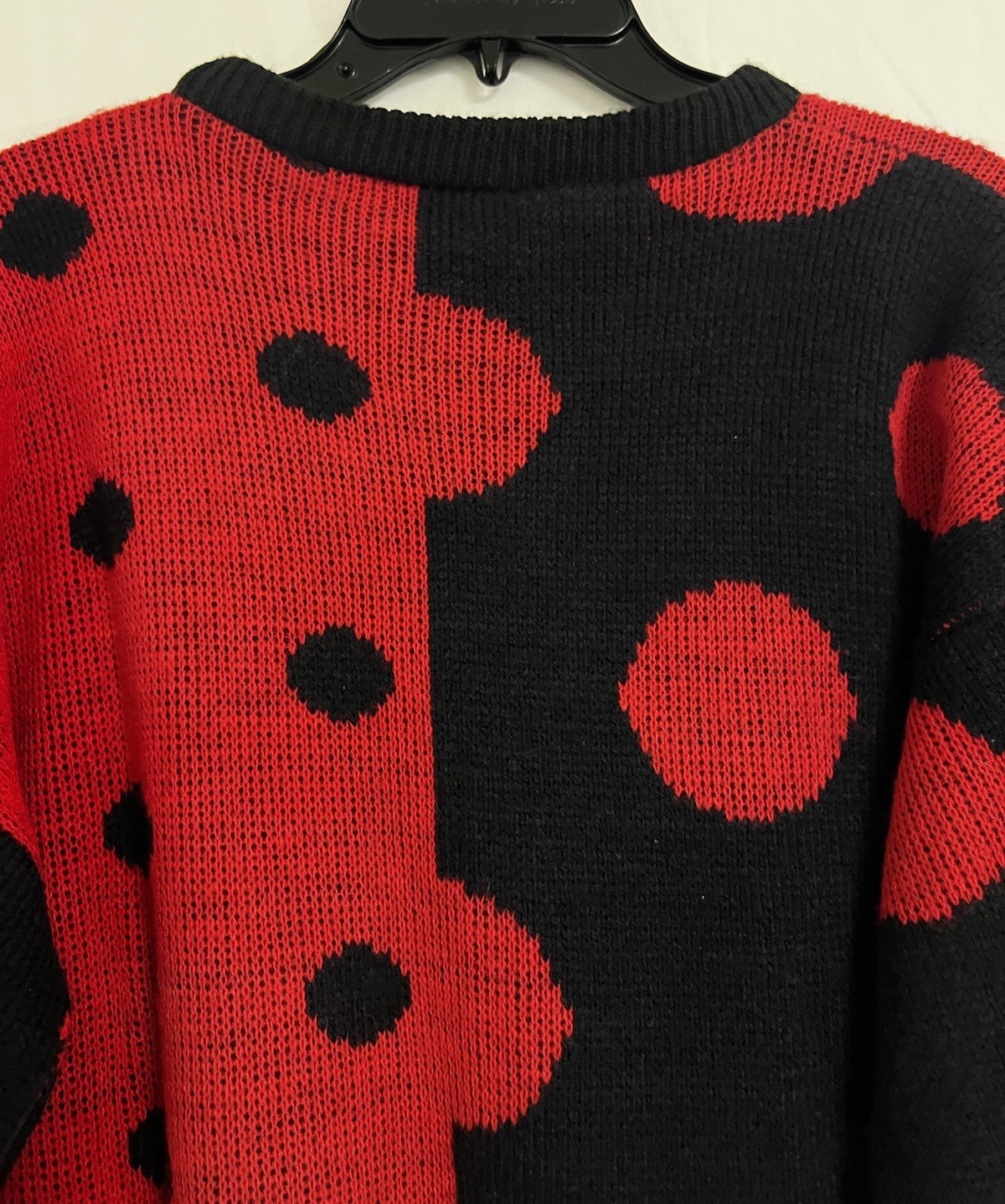 VTG 90’s World Trade Knits Men Sweater Sz L Red Black Knit Geometric USA Holiday