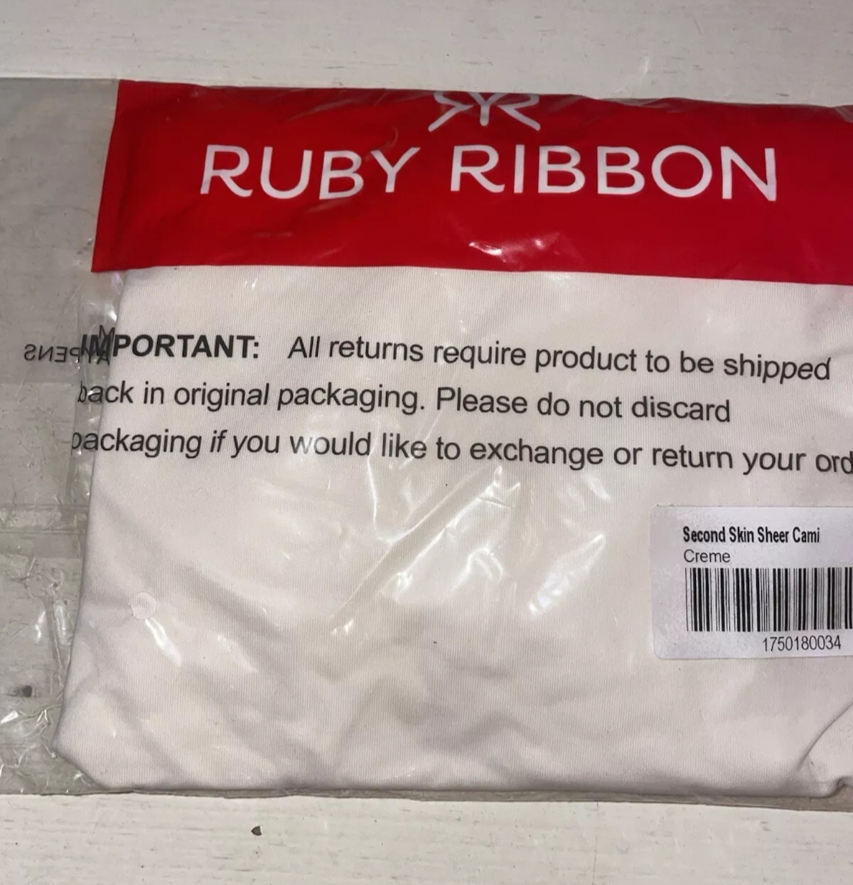 RUBY RIBBON SECOND SKIN SHEER CAMI #1750 NEW!