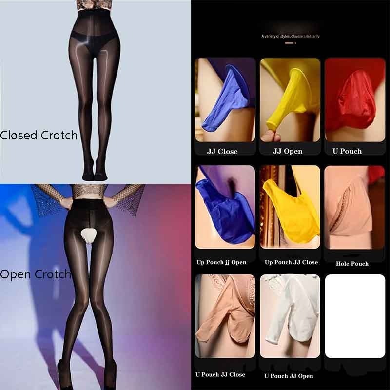 M L XL Plus 8D Oil Glossy Shiny Separate Toes Pantyhose Sheer Tights Stockings