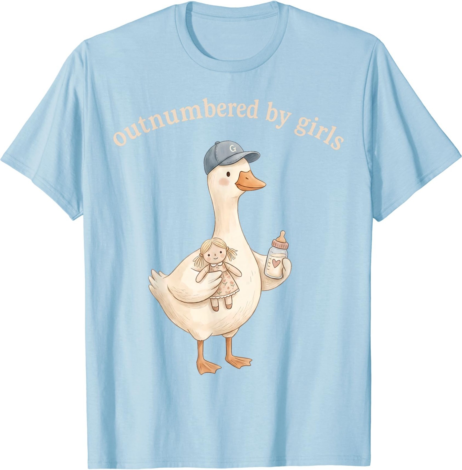 Outnumbered By Girls Funny Dad Goose Family Life T-Shirt