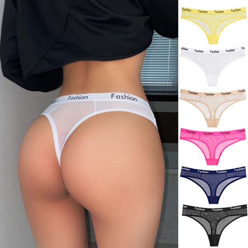 6 Packs Lot Womens Sexy Panties Thong G string High Cut Sheer Ladies Underwear
