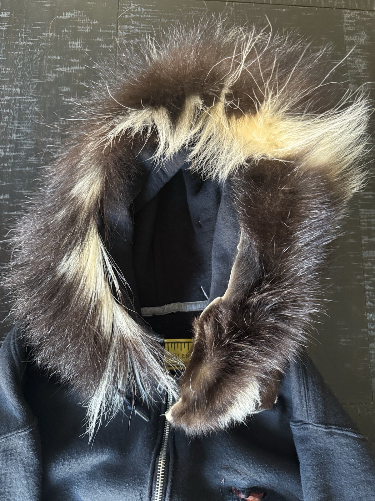 Kentuckyboytyler 1 of 1 Russell Athletic Skunk Fur Trim Distressed Hoodie
