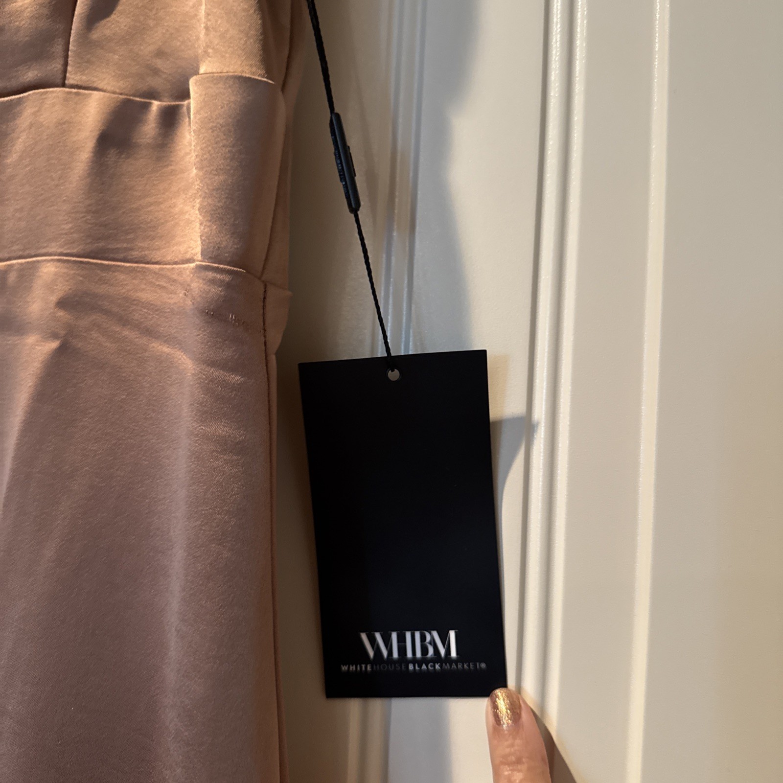 WHBM White House Black Market Metallic Gold Bronze Satin Gown Dress Sz 8 NWT