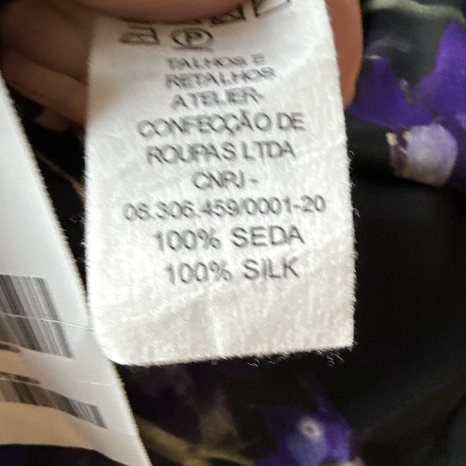 OSKLEN Women’s S Black Purple Floral Silk large scarf
