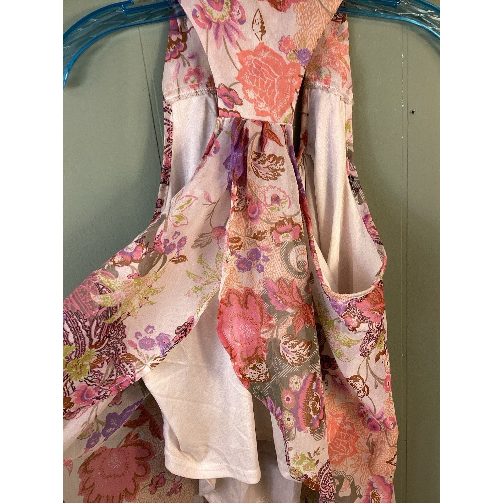 OPPA! Pink Floral Paisley High-Low Racerback Tank Top Lined Size Large