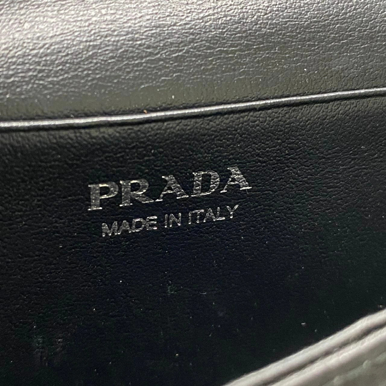 PRADA Rhinestone Flap Card Holder Mini Bag Black Silver ta1