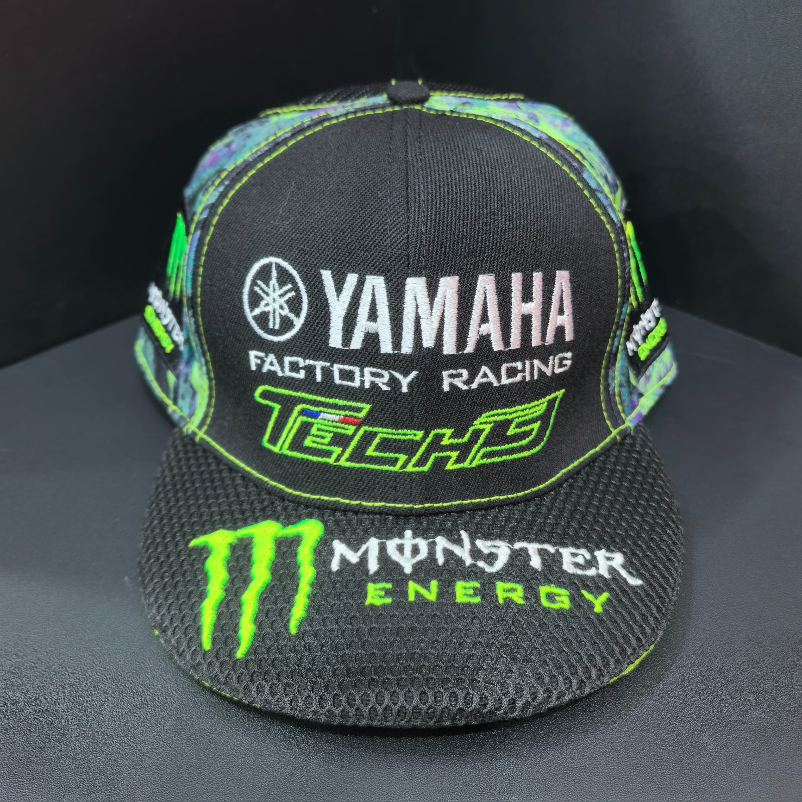 Monster Energy YAMAHA Green Tie-Dye Flat-Brim Cap Rear Mesh Design