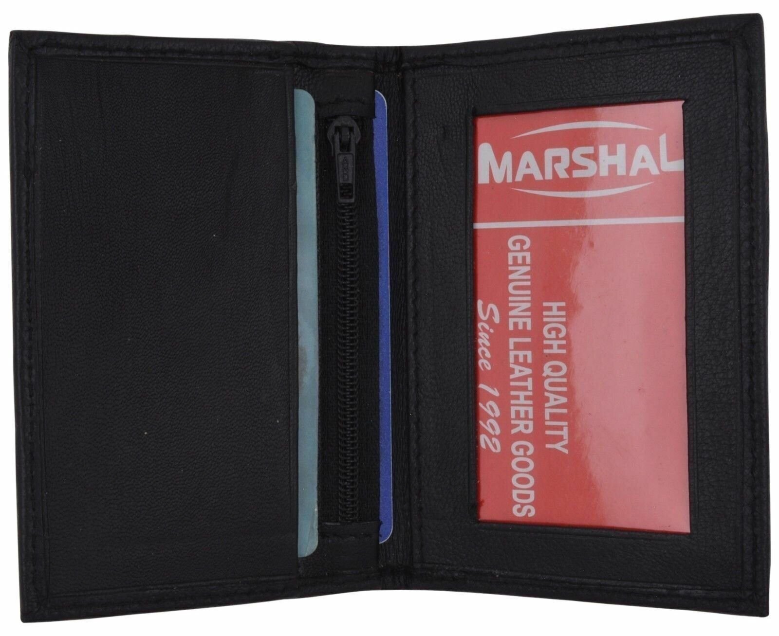Slim Thin Mens Genuine Leather Bifold ID Window Wallet Credit Card Holder Black