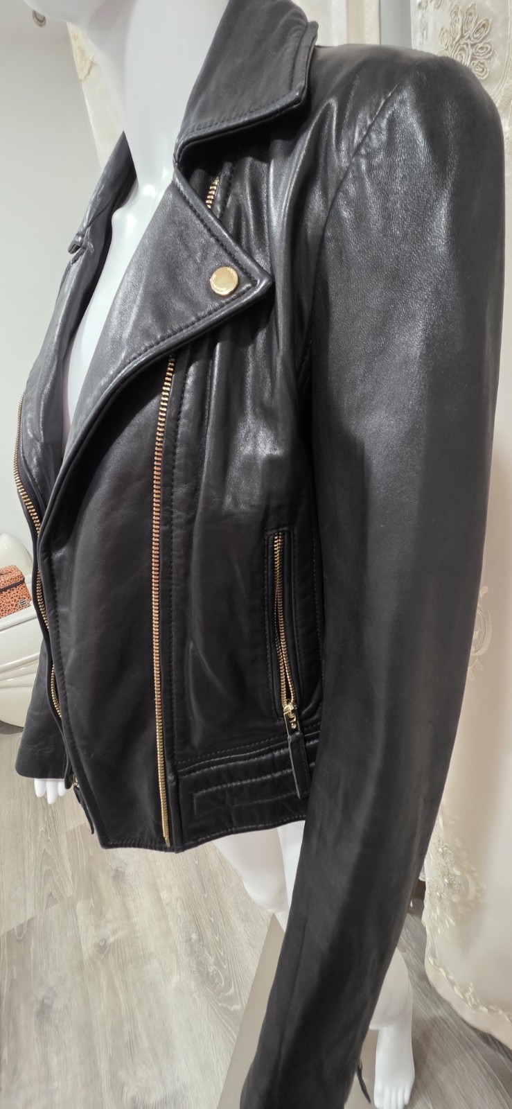 Michael Michael Kors Women’s Black Biker Moto Jacket Full Zip Lined Size M