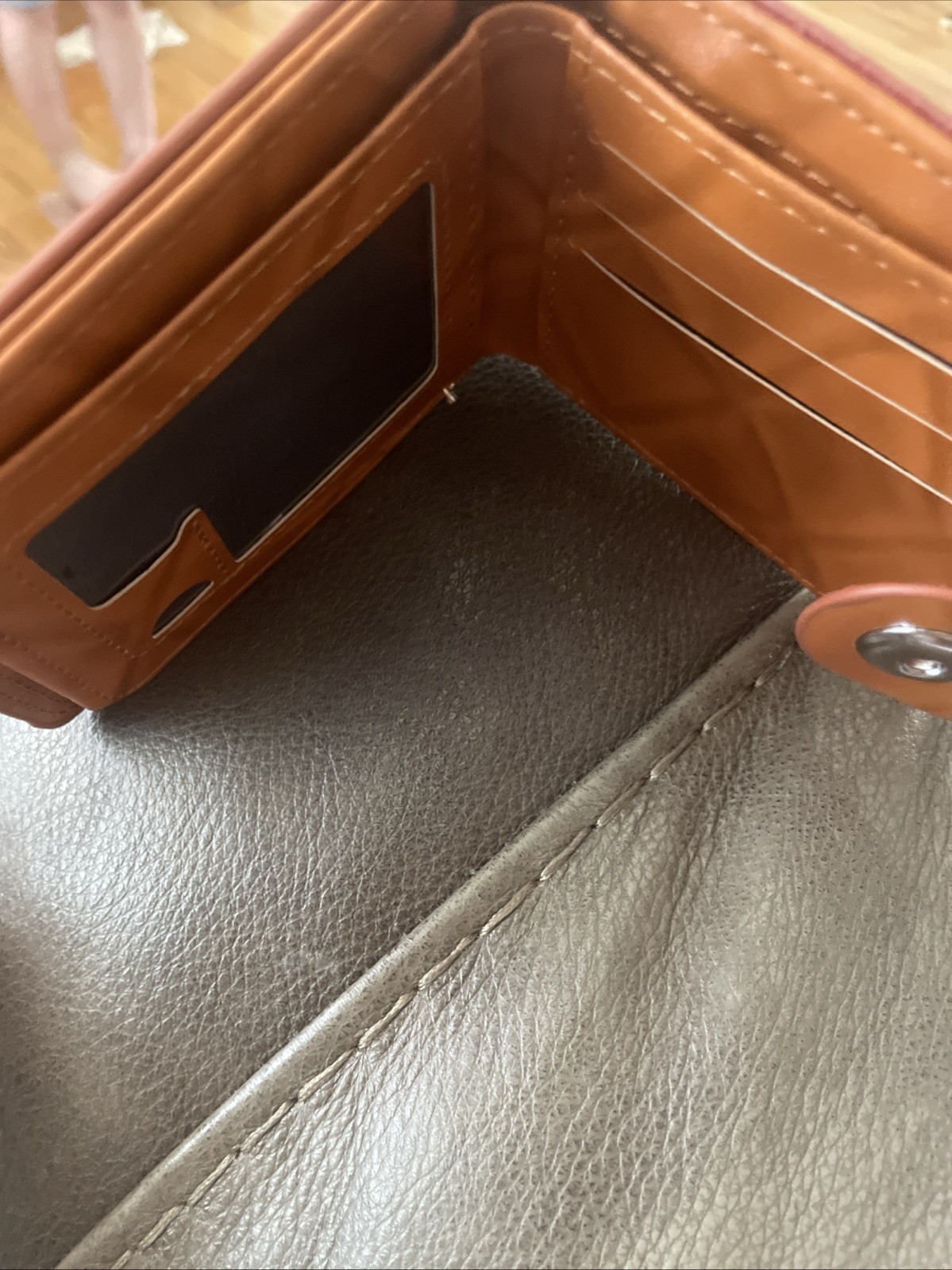 Mens Novelty $100 Bill Wallet Tan Faux Leather Bi Fold Snap Closure