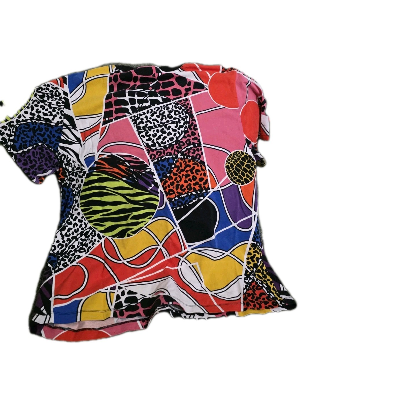 Adidas Shirt Women Large Multicolor Rich Mnisi Animal Print Allover Trefoil Logo