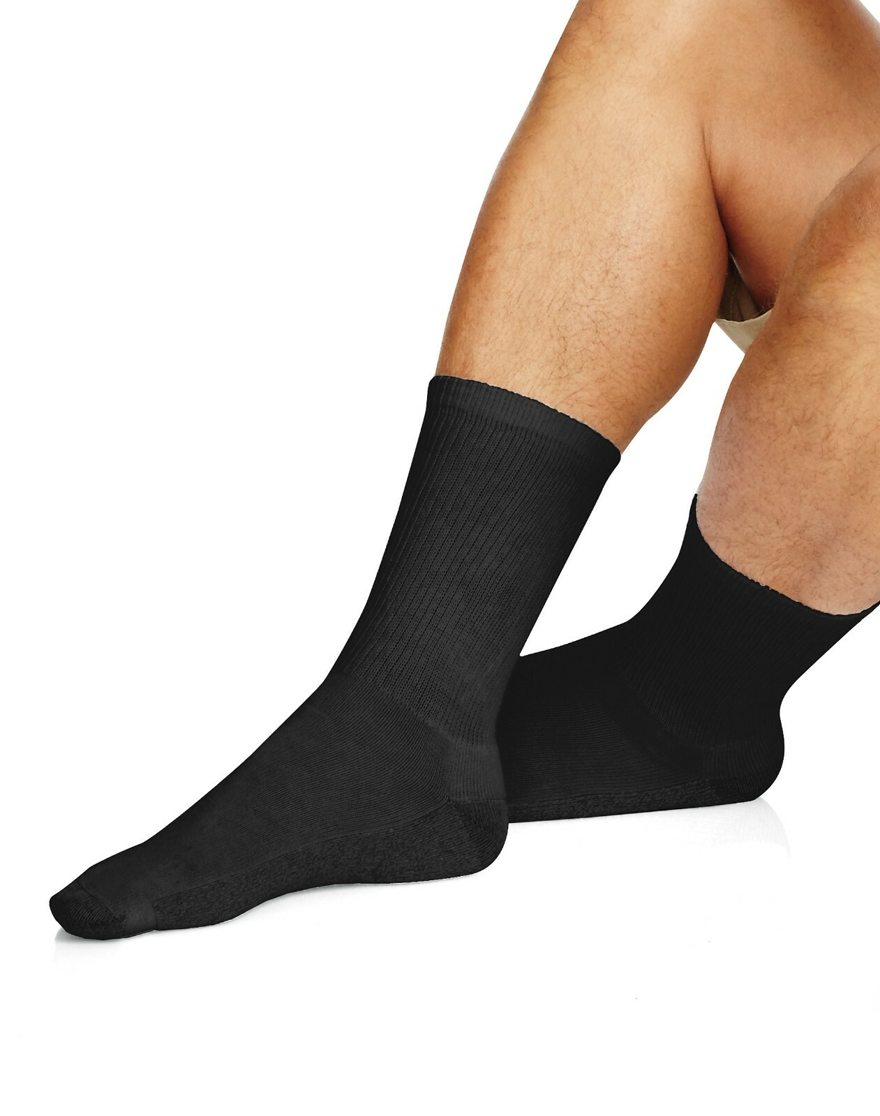 Hanes Premium Men’s Crew Socks White Black Gray Socks Size:10-13/Shoe Size:6-12