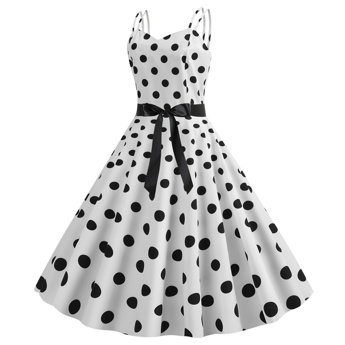 Women Vintage Dress Retro Style Rockabilly Party Swing Cocktail Polka Dots Dress