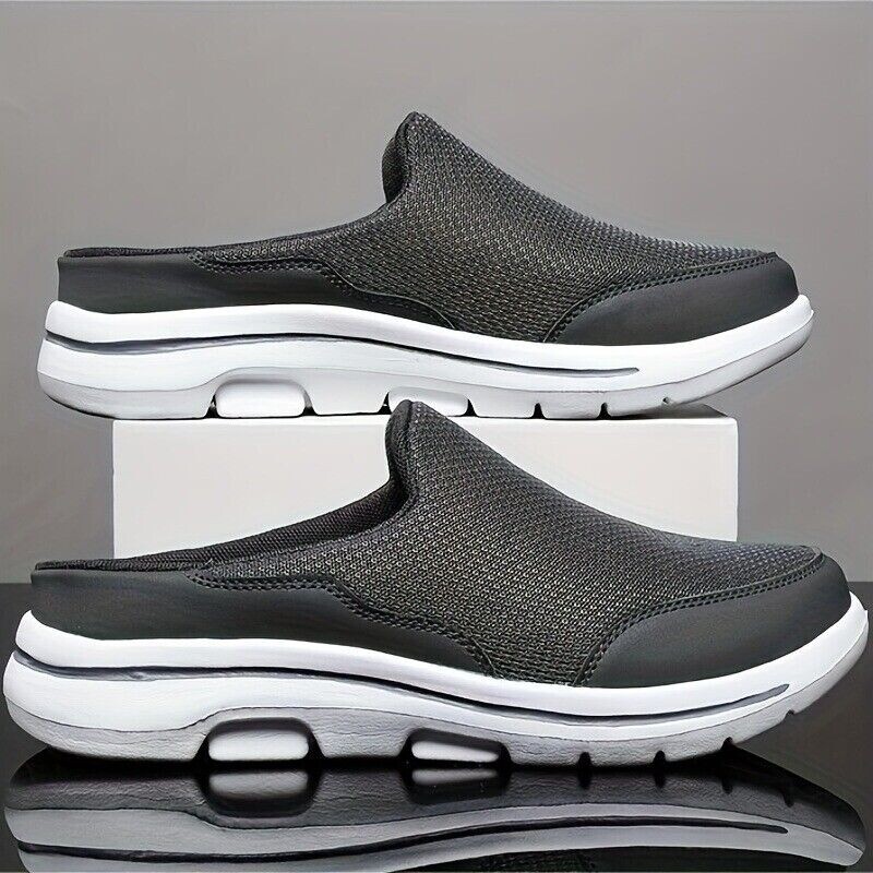 Men’s Slip-on Mules Half Sneakers Casual Walking Shoes Outdoor Backless Sneakers