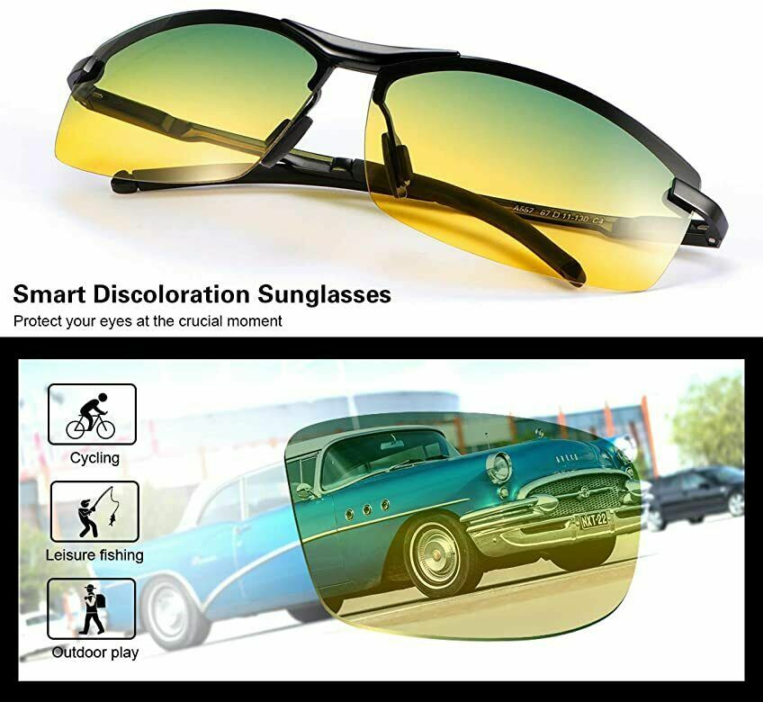 Tac HD Polarized Day & Night Vision glasses Men Driving Pilot Aviator sunglasses