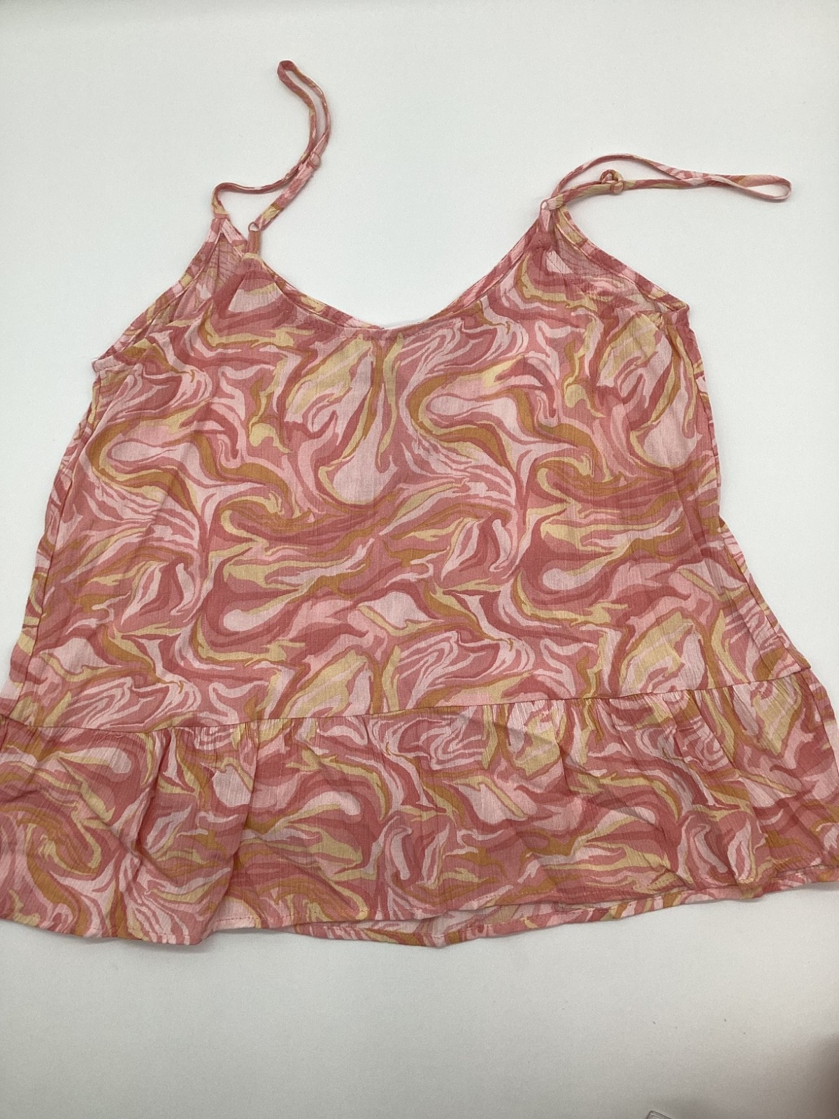 Hippie Rose Pink & Gold Swirl Ruffle Cami NWT