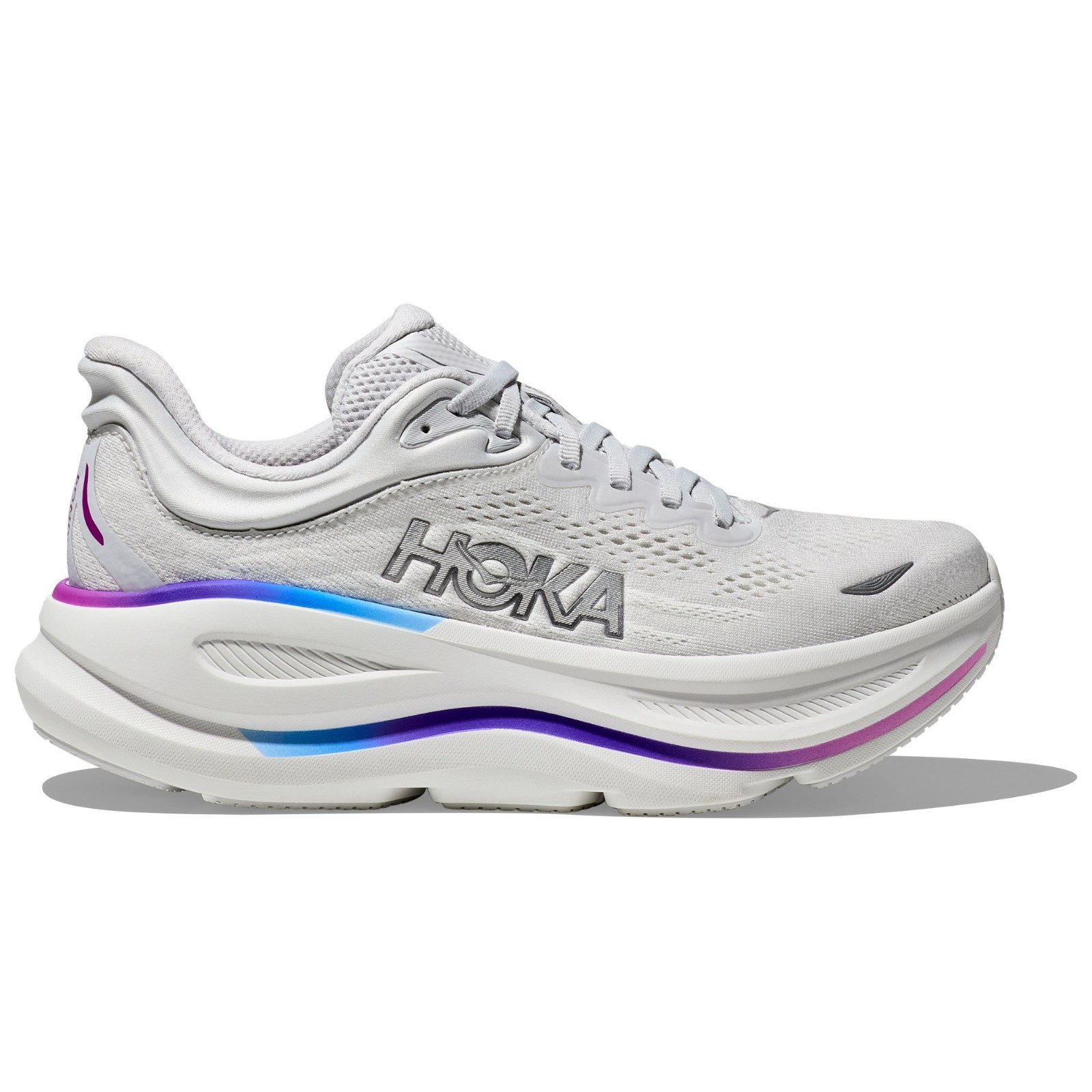 HOKA Bondi 9 Road-Running Shoes – Women’s, Color: Cosmic Grey/White, New.