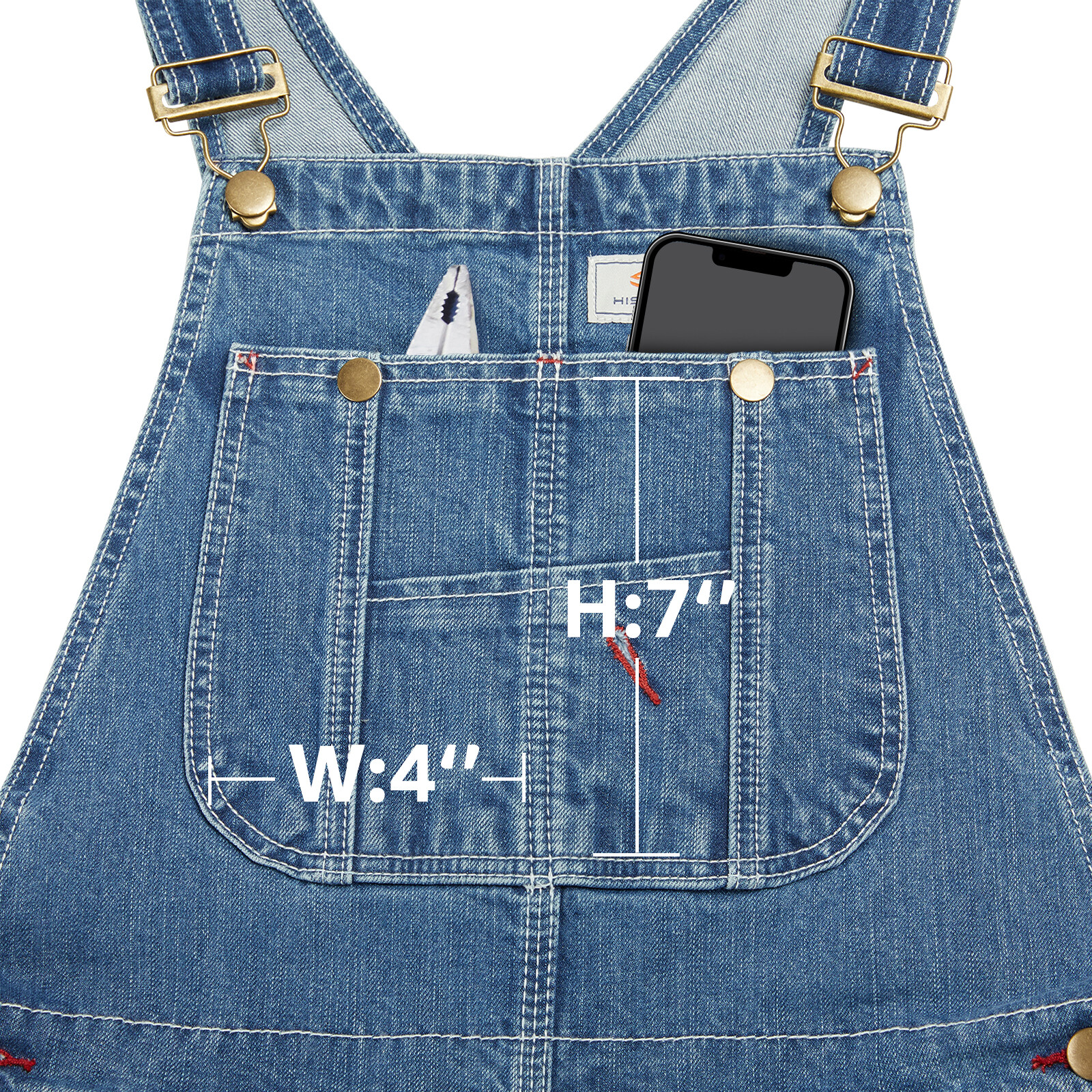 HISEA Men Denim Bib Overalls Relaxed Fit Workwear Roomy Dungarees PocketJumpsuit