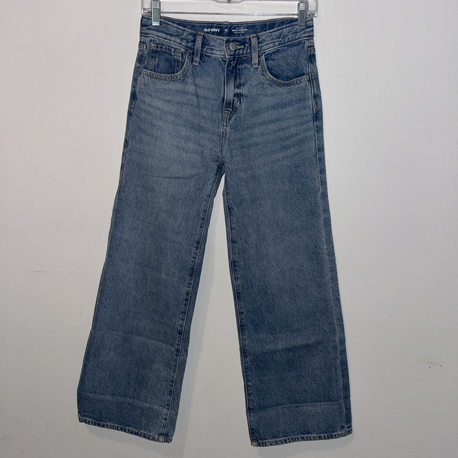 Old Navy Girls Size 12 High Rise Baggy Wide Leg Denim Blue Jeans-Excellent