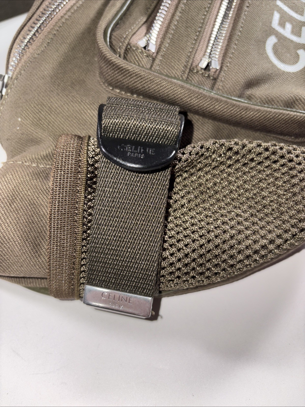 Celine Trekking Belt Bag Canvas Khaki Waist Pack New