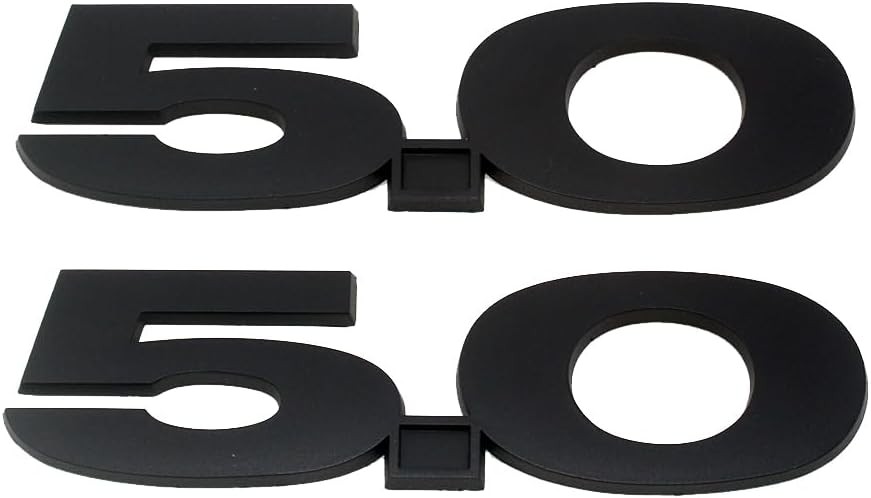 2Pc 2011-2014 5.0 Liter Emblem Driver & Passenger Side Badg Color: Matte Black