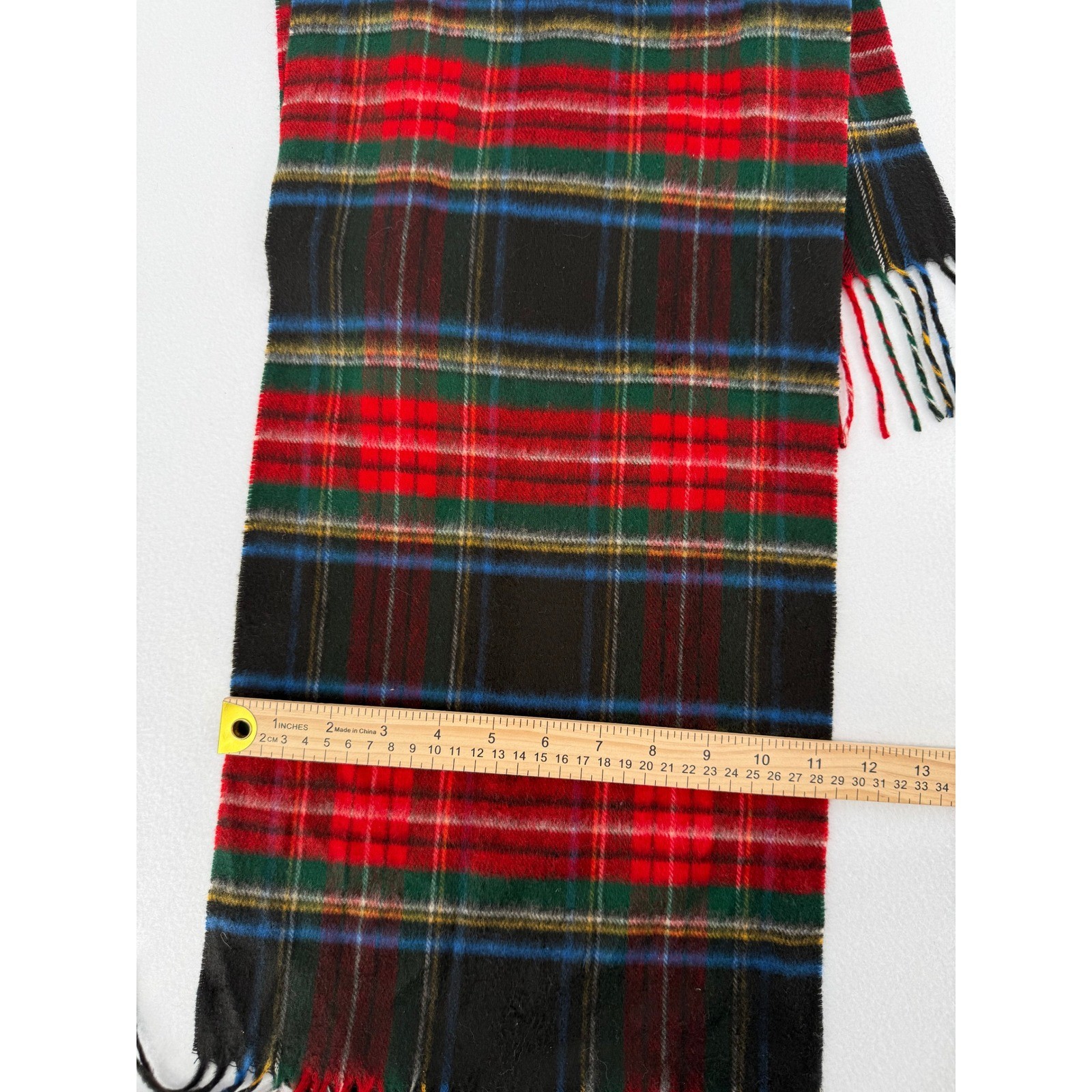 V. Fraas Scarf Unisex OS Black Plaid Cashmink Acrylic Fringe Made in Germany
