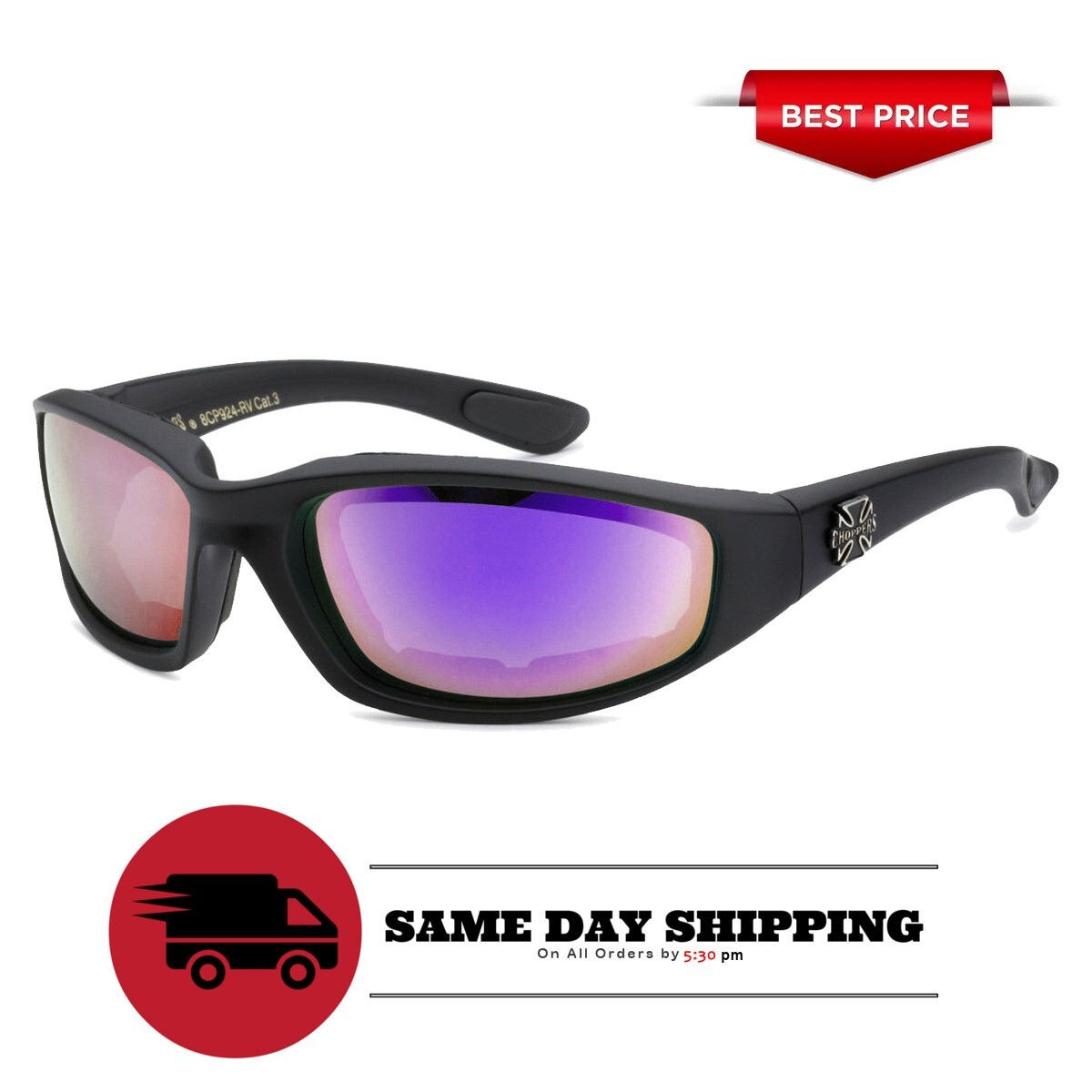 1/3 Pair Motorcycle Sports Biker Riding Glasses Padded Wind Resistant Sunglasses